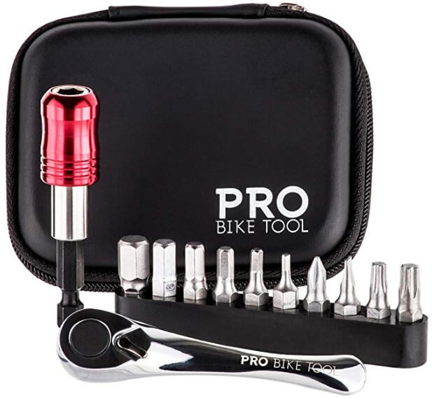 Pro Bike Tool Mini Ratchet Tool Set Reliable & Stylish Multitool Repair Kit for Road & Mountain Bikes - Versatile EDC Multi-Tool for Your Bicycle, Home or Work - Hard Case Pouch