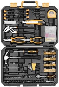 DEKOPRO 196 Piece Tool Set General Household Hand Tool Kit with Rip Claw Hammer,Lineman's Plier, Measure Tape Rule & Plastic Toolbox Storage Case