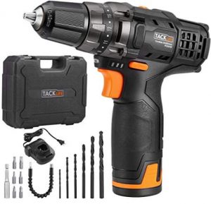 Track life 12V 2.0Ah Lithium-Ion Cordless Drill Driver Set - PCD01B 3/8-inch All-Metal Chuck 2-Speed Max Torque 239 In-lbs 19+1 Position with LED, 1 Hour Fast Charger