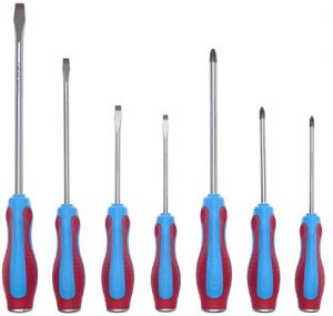 Channellock SD-7CB Magnetic Screwdriver Set (7 Piece) | Phillips and Slotted Screwdrivers with Go-Thru Steel Blades | High Torque, 3-sided CODE BLUE grips | Feature Laser Etched Steel Caps for Easy Identification