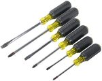 Klein Tools 85074 Screwdriver Set, 6-Piece Screwdriver Kit with All Purpose Flathead Screwdrivers (3) and Phillips Screwdrivers (3)