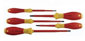 Wiha 32091 5-Piece 1000-Volt Slotted and Phillips Insulated Screwdriver Set